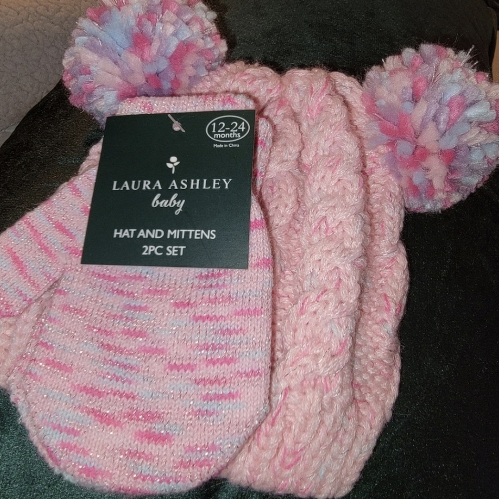 Laura Ashley Accessories | Baby 2 Pc Hat & Mitten Set | 12-24 Month ⭐️ - Picture 2 of 2